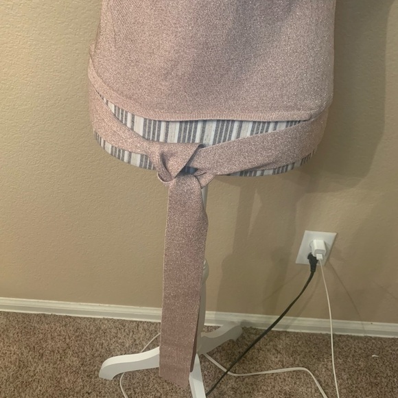 NEW Express Top Large Pale Pink Silk Metallic Wrap Strap Sleeveless Tank - Picture 10 of 16